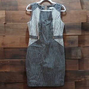 Calvin Klein Silver and Black Block Dress  Size 6